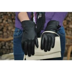 LUAL Damenhandschuhe ELISABETH Ziegennappaleder In Schwarz